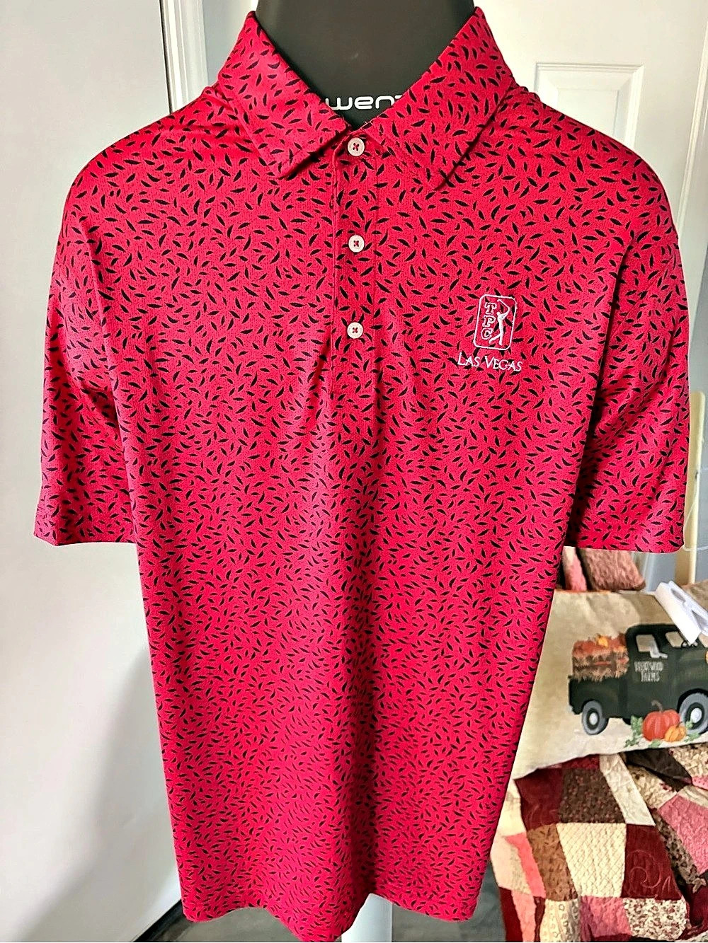Dunning Las Vegas polo Printed Polo Shirt in Pink & Black Like New